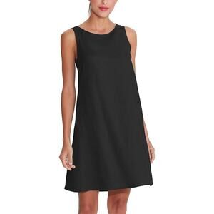 Amazhiyu Linen Sleeveless Shift Dress with Pockets in Black, Size XL​​